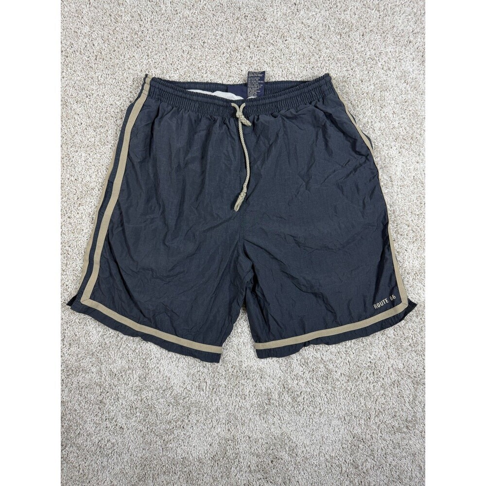 Route 66 Men's Black Nylon Swim Trunks Shorts Mesh Lined Medium Beach Surf M